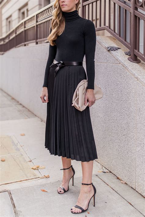 black chanel dress with pleated skirt